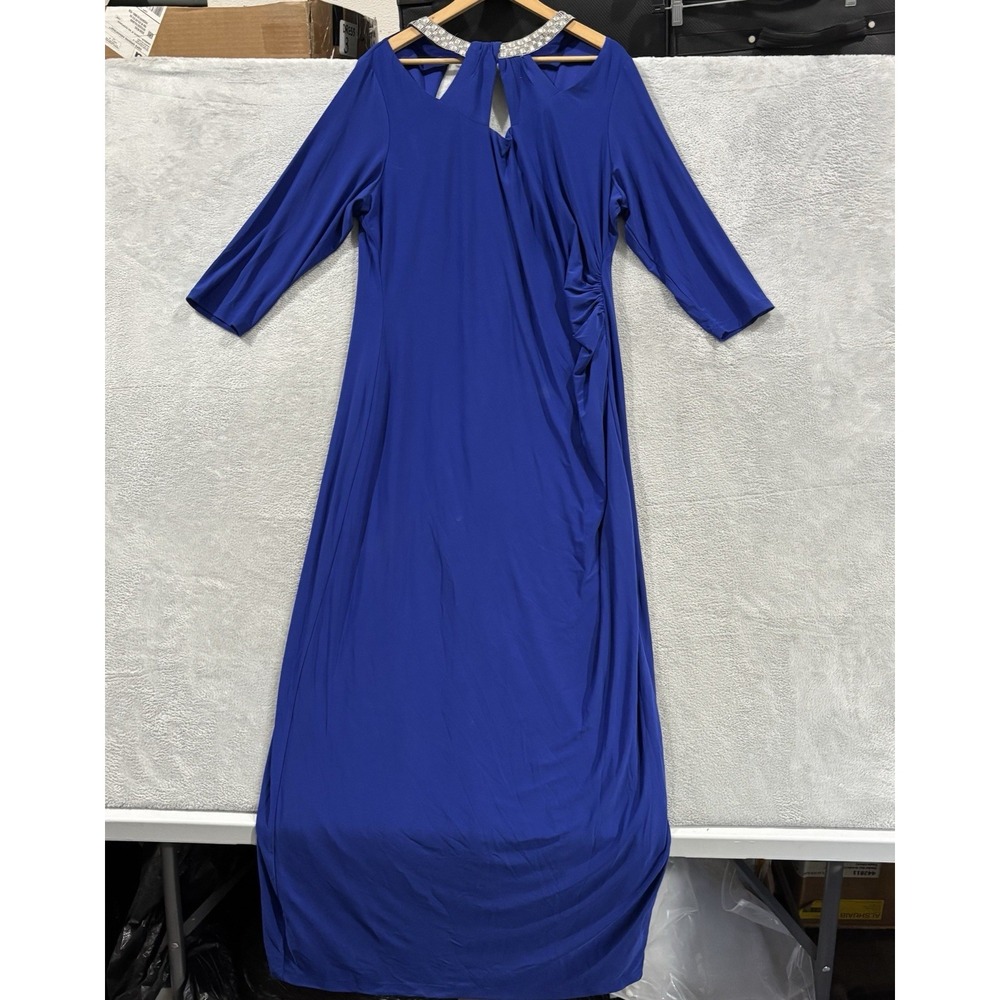 Blu Sage Maxi Evening Formal Dress Gown Sz 22W Blue Long Sleeve Special Event